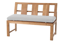 Newport Teak Outdoor Bench with Back. Sunbrella Cushion