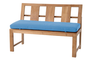 Newport Teak Outdoor Bench with Back. Sunbrella Cushion