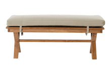 Newport Teak Outdoor Backless Bench. Sunbrella Cushion