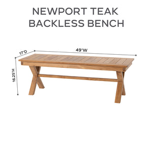 7 pc Newport Teak Bench Dining Set with Expansion Dining Table