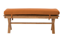 Newport Teak Outdoor Backless Bench. Sunbrella Cushion