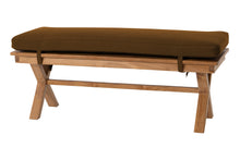 Newport Teak Outdoor Backless Bench. Sunbrella Cushion