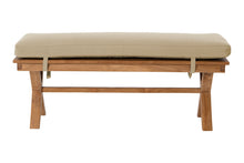 Newport Teak Outdoor Backless Bench. Sunbrella Cushion