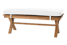 Newport Teak Outdoor Backless Bench. Sunbrella Cushion