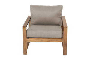 Newport Teak Outdoor Club Chair. Sunbrella Cushion.