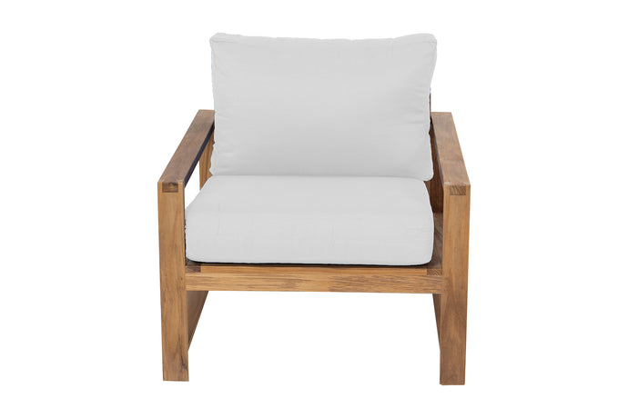 Newport Teak Outdoor Club Chair. Sunbrella Cushion.
