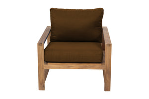 Newport Teak Outdoor Club Chair. Sunbrella Cushion.