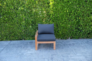 Newport Teak Outdoor Left Arm Chair. Sunbrella Cushion