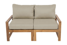Newport Teak Outdoor Loveseat. Sunbrella Cushion.