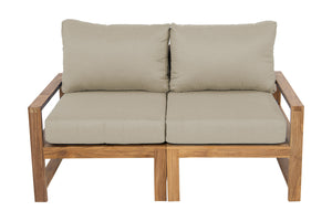 Newport Teak Outdoor Loveseat. Sunbrella Cushion.
