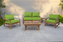 5 pc Newport Teak Loveseat Seating Group with 42" Coffee Table. Sunbrella Cushion.