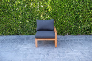 Newport Teak Outdoor Right Arm Chair. Sunbrella Cushion