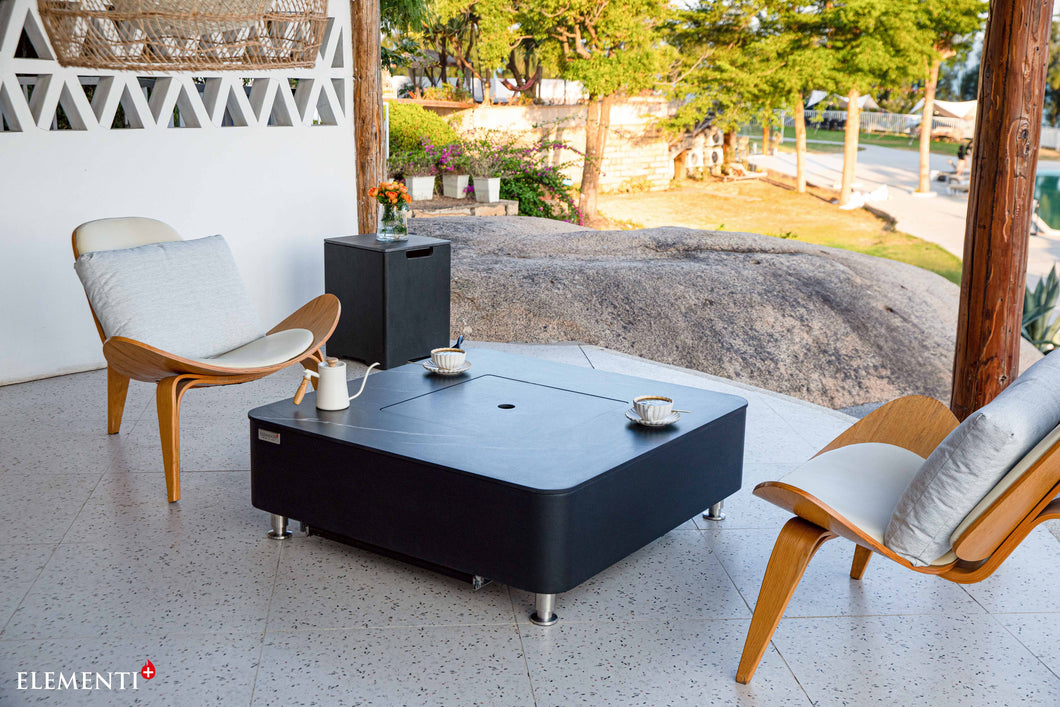 Elementi Plus OFP101BB Copenhagen Porcelain Top Outdoor Fire Table