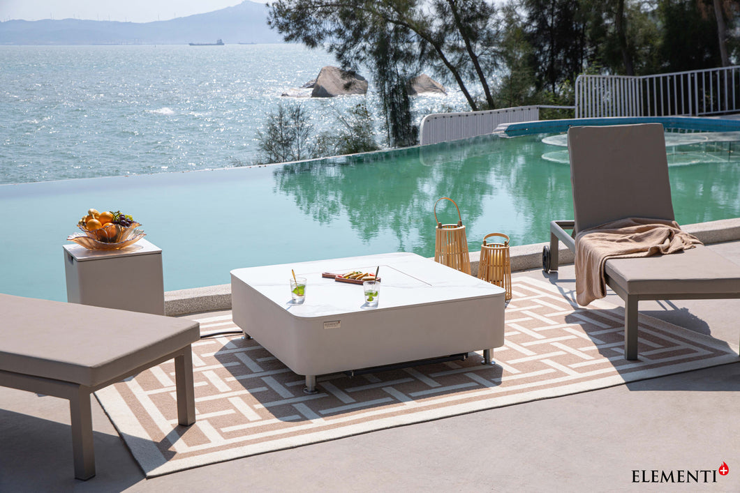 Elementi Plus OFP101BW Annecy Porcelain Top Outdoor Fire Table