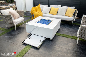 Elementi Plus OFP103BW Bianco Marble Porcelain Outdoor Fire Table