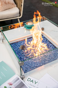 Elementi Plus OFP103BW Bianco Marble Porcelain Outdoor Fire Table