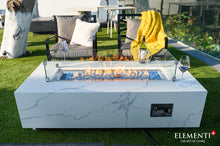 Elementi Plus OFP121BW Carrara Marble Porcelain Outdoor Fire Table