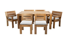 7 pc Pacific Teak Dining Set with 42" x 72" Rectangular Dining Table - 2x Arm 4x Armless