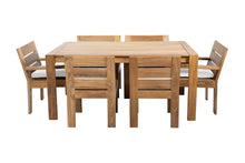 7 pc Pacific Teak Dining Set with 42" x 72" Rectangular Dining Table - 2x Arm 4x Armless