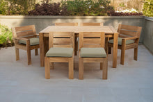 7 pc Pacific Teak Dining Set with 42" x 72" Rectangular Dining Table - 2x Arm 4x Armless