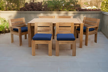 7 pc Pacific Teak Dining Set with 42" x 72" Rectangular Dining Table - 2x Arm 4x Armless