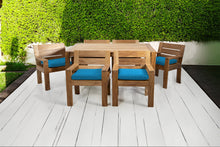 7 pc Pacific Teak Dining Set with 42" x 72" Rectangular Dining Table - 6x Arm