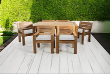 7 pc Pacific Teak Dining Set with 42" x 72" Rectangular Dining Table - 6x Arm