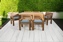 7 pc Pacific Teak Dining Set with 42" x 72" Rectangular Dining Table - 6x Arm
