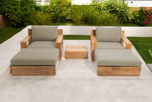 5 pc Pacific Teak Club Chair Chat Group with End Table. Sunbrella Cushion.