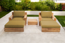 5 pc Pacific Teak Club Chair Chat Group with End Table. Sunbrella Cushion.