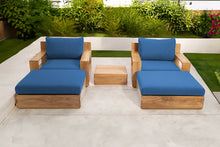 5 pc Pacific Teak Club Chair Chat Group with End Table. Sunbrella Cushion.