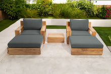 5 pc Pacific Teak Club Chair Chat Group with End Table. Sunbrella Cushion.