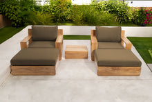 5 pc Pacific Teak Club Chair Chat Group with End Table. Sunbrella Cushion.