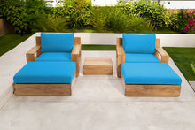 5 pc Pacific Teak Club Chair Chat Group with End Table. Sunbrella Cushion.