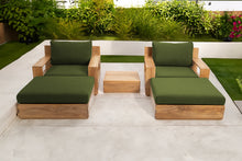 5 pc Pacific Teak Club Chair Chat Group with End Table. Sunbrella Cushion.