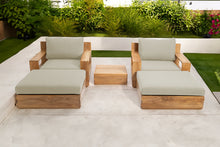 5 pc Pacific Teak Club Chair Chat Group with End Table. Sunbrella Cushion.
