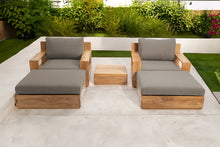 5 pc Pacific Teak Club Chair Chat Group with End Table. Sunbrella Cushion.