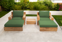 5 pc Pacific Teak Club Chair Chat Group with End Table. Sunbrella Cushion.