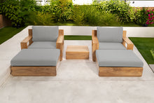 5 pc Pacific Teak Club Chair Chat Group with End Table. Sunbrella Cushion.