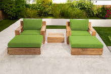 5 pc Pacific Teak Club Chair Chat Group with End Table. Sunbrella Cushion.
