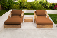 5 pc Pacific Teak Club Chair Chat Group with End Table. Sunbrella Cushion.