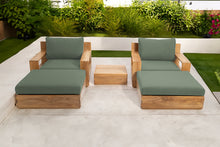 5 pc Pacific Teak Club Chair Chat Group with End Table. Sunbrella Cushion.