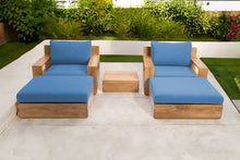 5 pc Pacific Teak Club Chair Chat Group with End Table. Sunbrella Cushion.