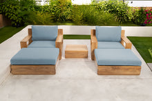 5 pc Pacific Teak Club Chair Chat Group with End Table. Sunbrella Cushion.
