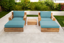 5 pc Pacific Teak Club Chair Chat Group with End Table. Sunbrella Cushion.