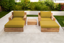 5 pc Pacific Teak Club Chair Chat Group with End Table. Sunbrella Cushion.
