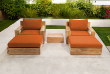 5 pc Pacific Teak Club Chair Chat Group with End Table. Sunbrella Cushion.