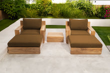 5 pc Pacific Teak Club Chair Chat Group with End Table. Sunbrella Cushion.