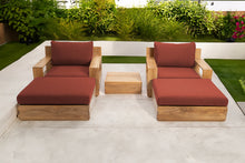 5 pc Pacific Teak Club Chair Chat Group with End Table. Sunbrella Cushion.