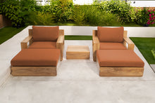 5 pc Pacific Teak Club Chair Chat Group with End Table. Sunbrella Cushion.